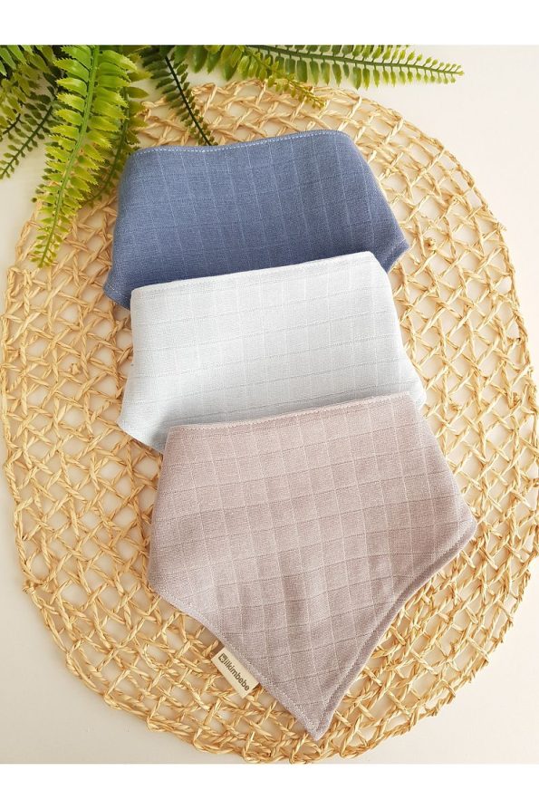 ilkimbebe 3-Piece 100% Organic Cotton Snap Bib and Muslin Baby Scarf Set