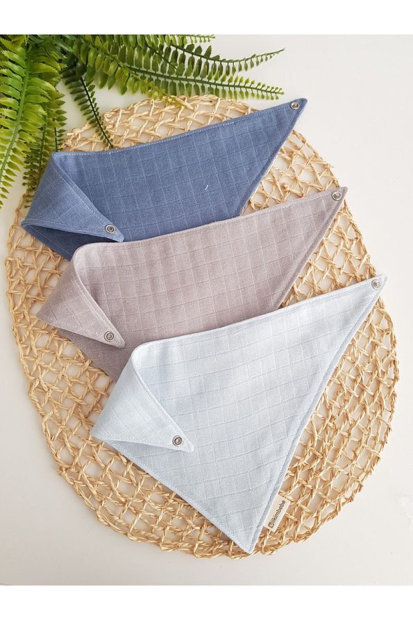 ilkimbebe 3-Piece 100% Organic Cotton Snap Bib and Muslin Baby Scarf Set