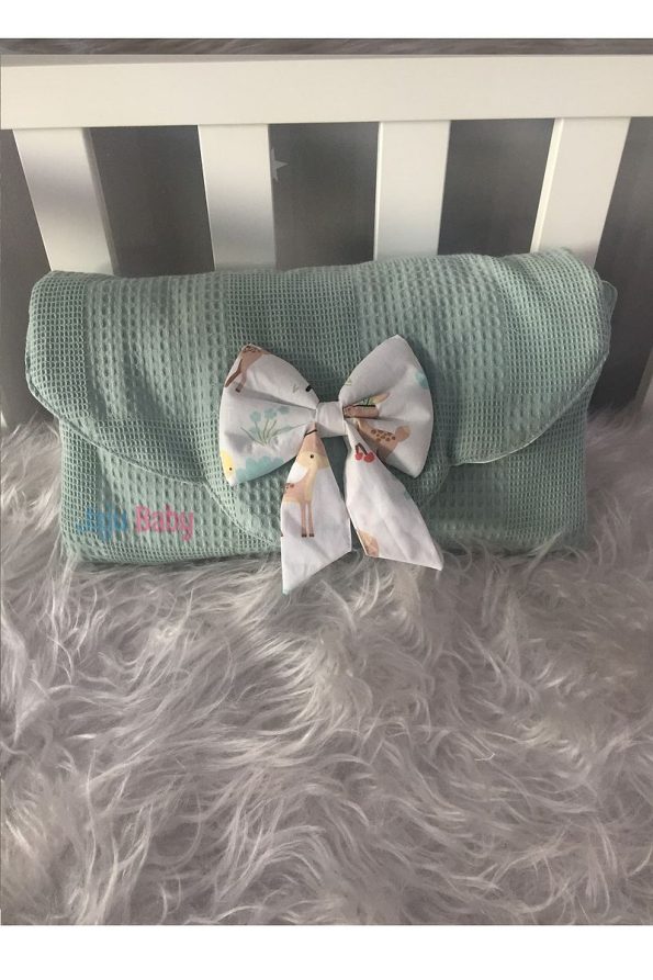 Jaju Baby Nest Green Waffle Fabric Fawn Design Baby Changing Bag