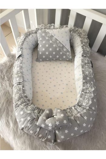 Jaju Baby Gray Star Luxury Design Nest Bedside Baby Nest and Pillow