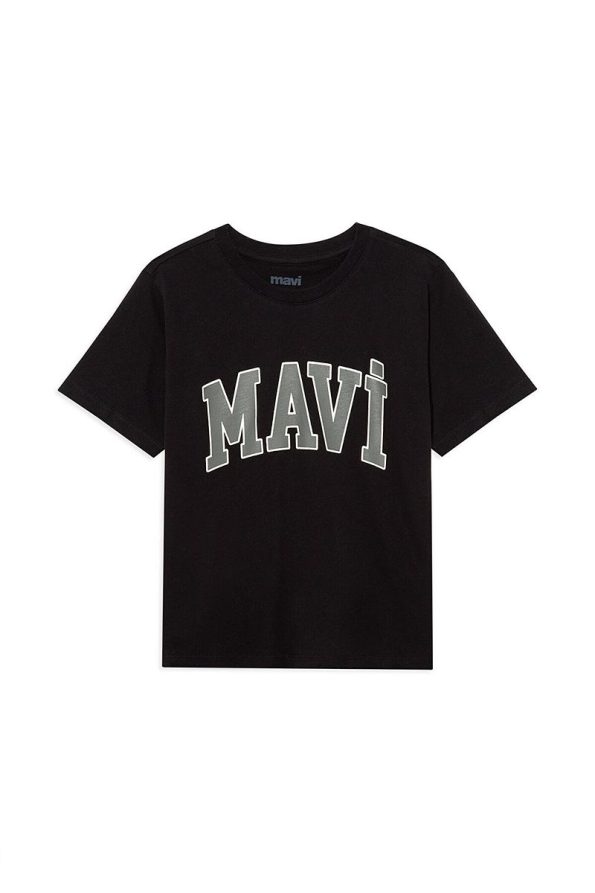 Mavi Logo Printed Black T-Shirt Regular Fit
