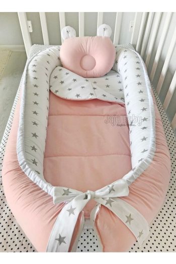 Jaju Baby Nest Powder Gray Star Design Luxury Co-Sleeping Crib