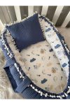 Jaju Baby Organic Cotton Waffle and Muslin Pom Pom Baby Nest
