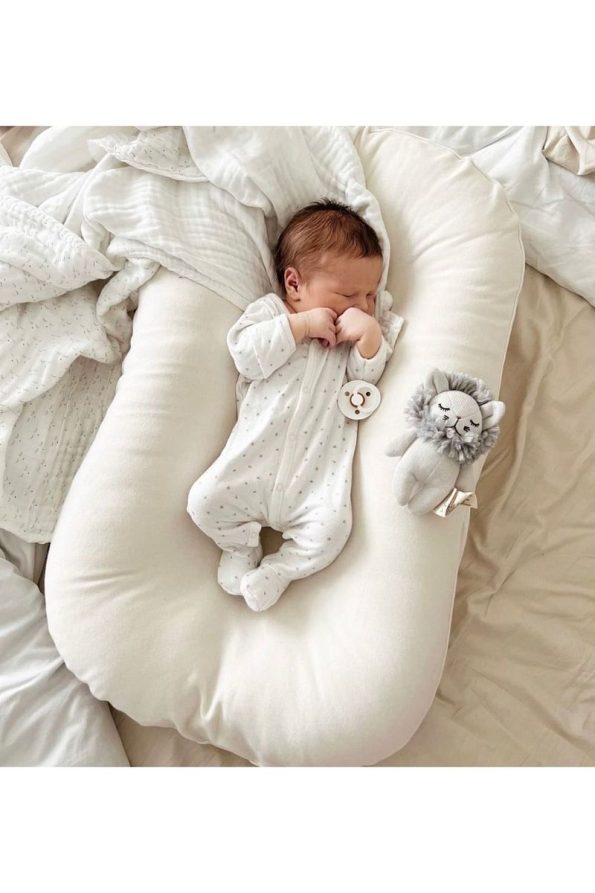 Jaju Baby White Puffy Babynest Organic Cotton Luxurious Baby Nest 70x55 Cm