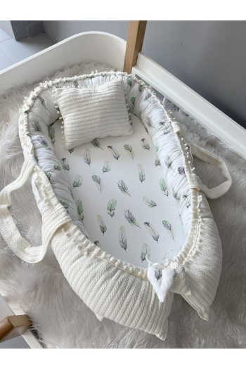 Jaju Baby Luxury Organic Cotton Nest with Feather Pattern