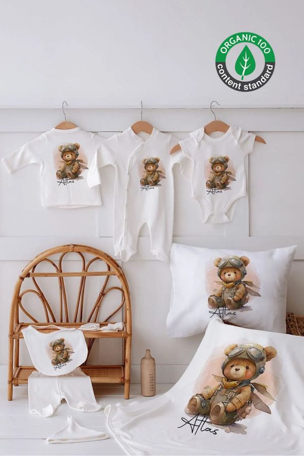 Lilabio 100% Organic Personalized Bear Hospital Outfits Set