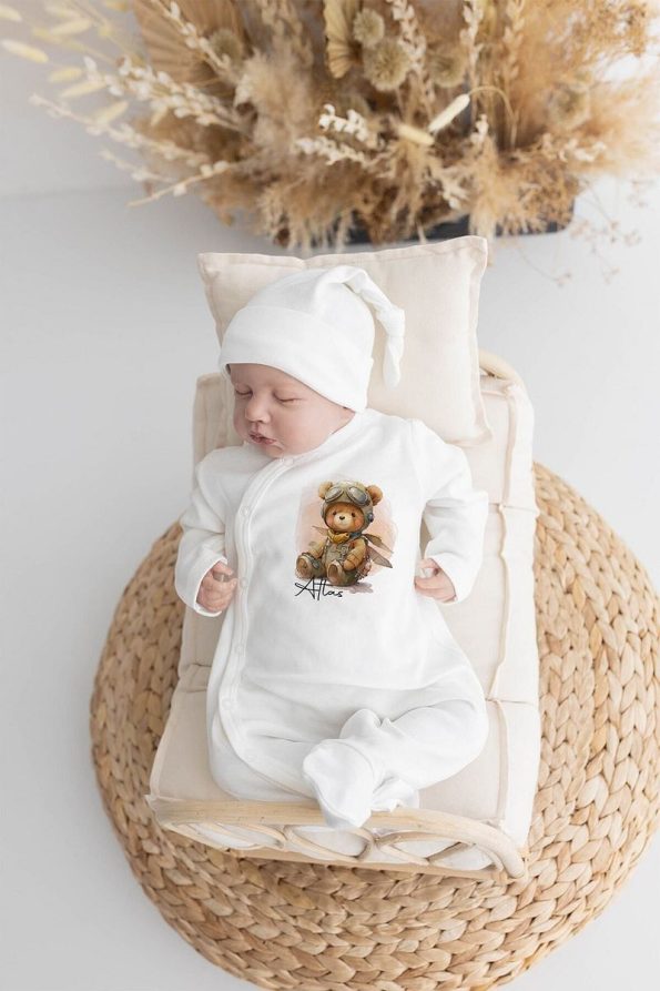 Lilabio 100% Organic Personalized Bear Hospital Outfits Set