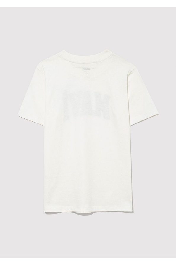 White Regular Fit T-Shirt with Blue Logo