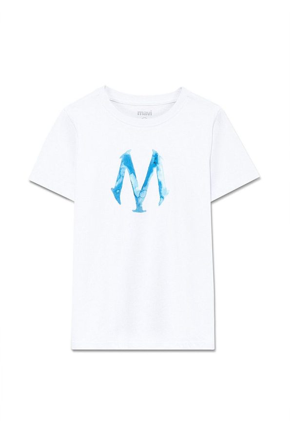 White T-Shirt with Mavi Mühür Logo Regular Fit