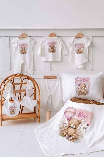 Lilabio 100% Organic Personalized Summer Hospital Exit Set with Bear