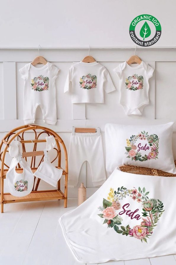 Lilabio 100% Organic Personalized Floral Summer Hospital Set