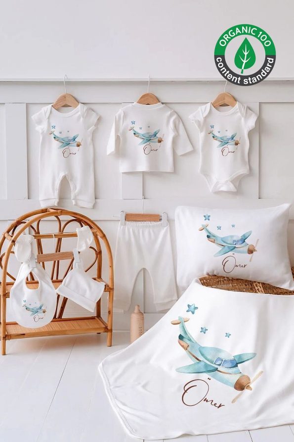 Lilabio 100% Organic Personalized Summer Hospital Set - Airplane Theme