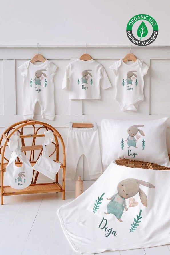 Lilabio 100% Organic Personalized Summer Hospital Set with Rabbit Design