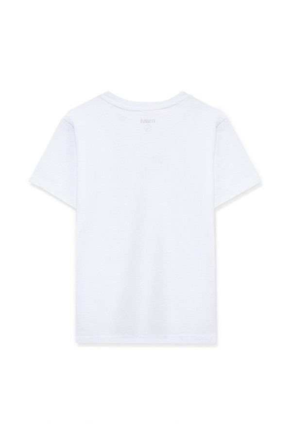 Blue Cat Print White Children's T-Shirt Regular Fit