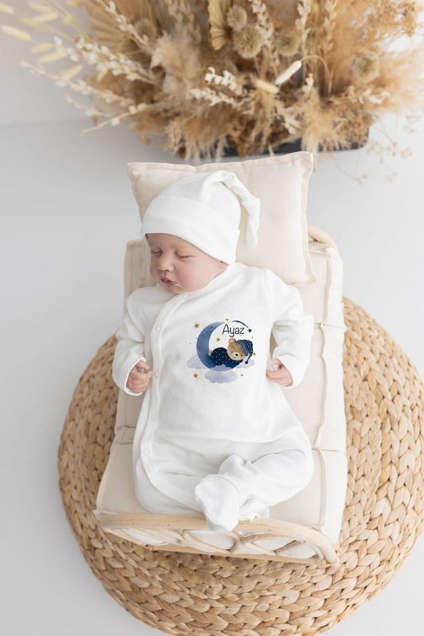 Lilabio 100% Organic Personalized Hospital Outfit Set with Bear Design