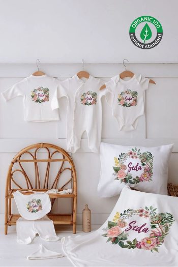 Lilabio 100% Organic Personalized Hospital Set with Flowers