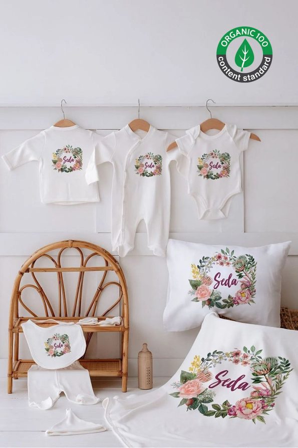 Lilabio 100% Organic Personalized Hospital Set with Flowers