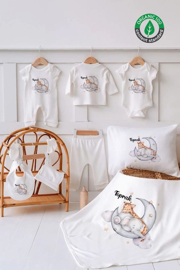 Lilabio 100% Organic Personalized Summer Hospital Set with Elephant & Giraffe