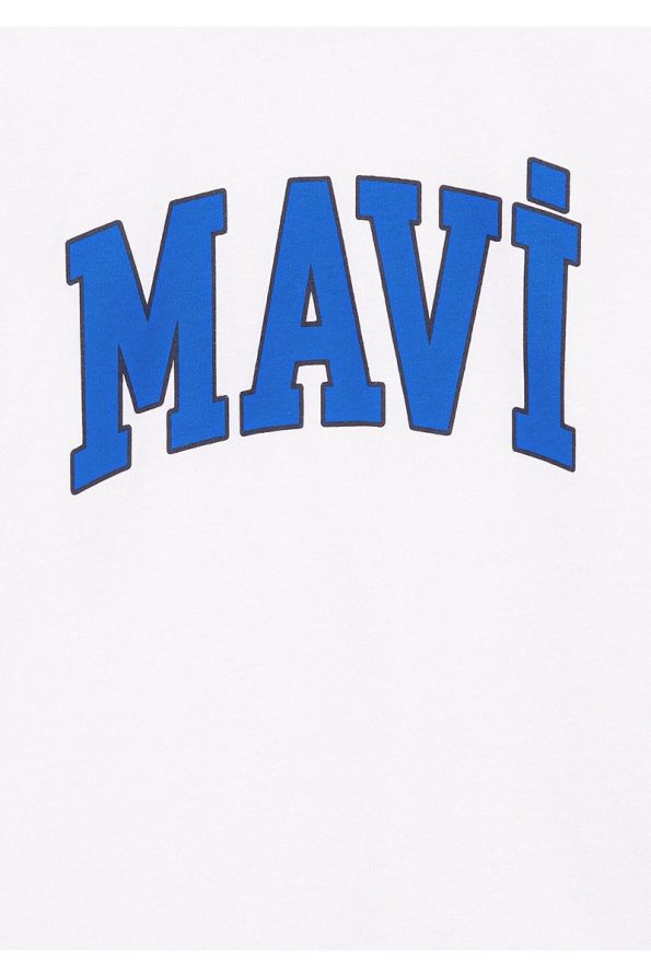 White Regular Fit T-Shirt with Mavi Logo