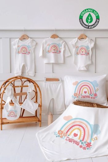 Lilabio 100% Organic Personalized Summer Baby Hospital Set Rainbow