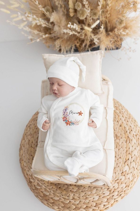 Lilabio 100% Organic Personalized Hospital Set with Sea Shell Design