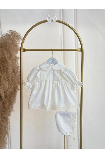Hobidik Girls' White Lace Baby Collar Dress Set