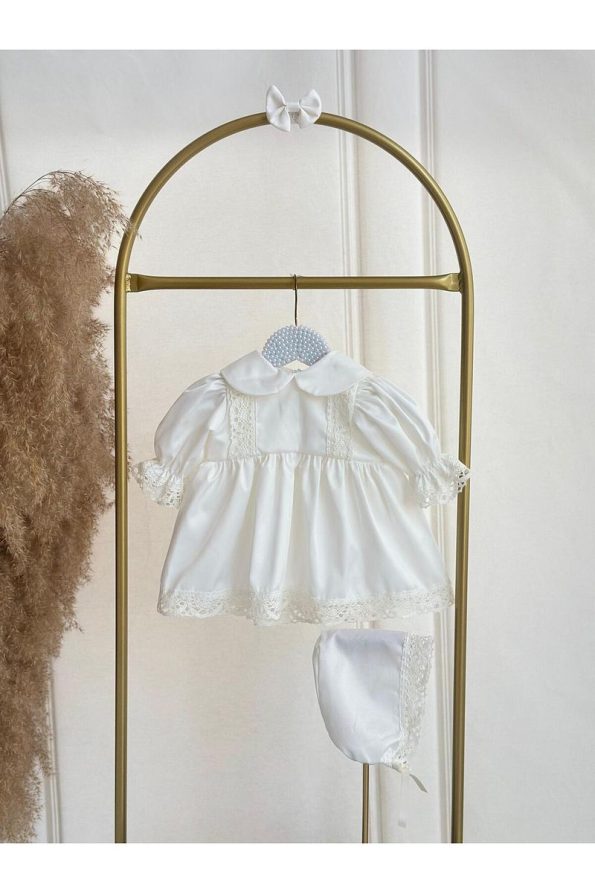 Hobidik Girls' White Lace Baby Collar Dress Set