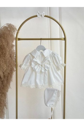 Hobidik Girls' White Lace Baby Collar Dress Set