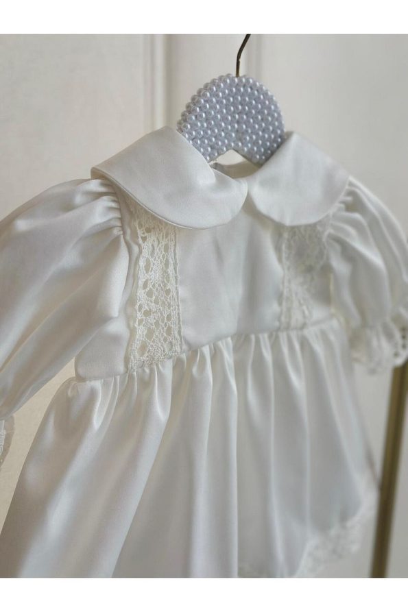Hobidik Girls' White Lace Baby Collar Dress Set