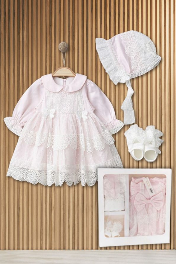 CreativeBebe Girls Luxury Dress Set Pink 0-3 Months / 3-6 Months