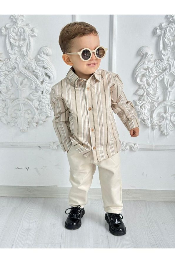 Bohemian Kids New Cream Shirt and Cream Pants Classic Set