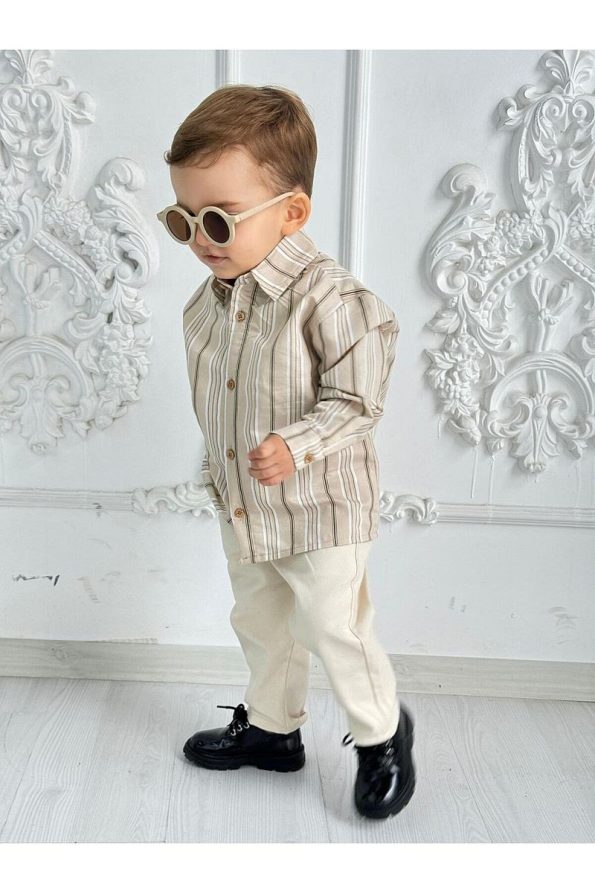 Bohemian Kids New Cream Shirt and Cream Pants Classic Set