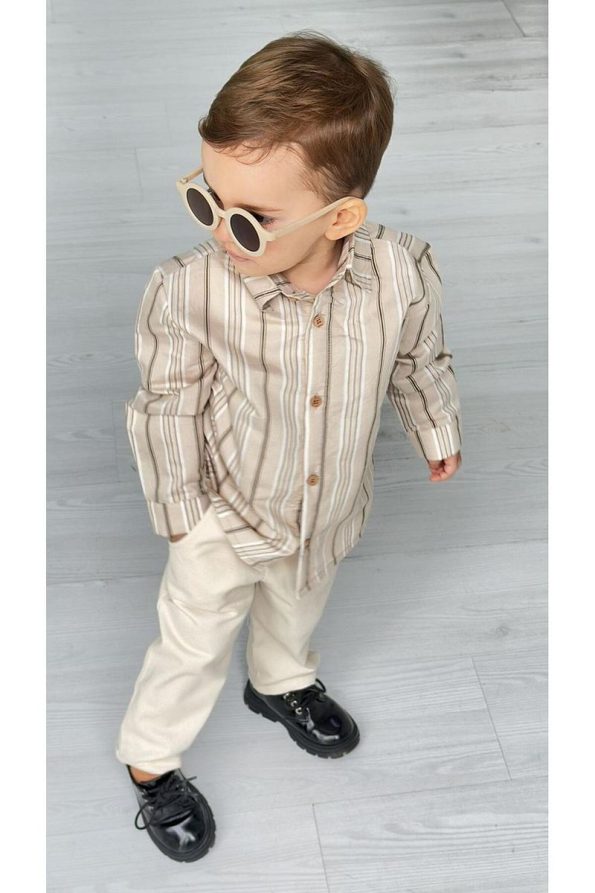 Bohemian Kids New Cream Shirt and Cream Pants Classic Set