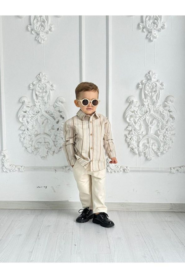Bohemian Kids New Cream Shirt and Cream Pants Classic Set