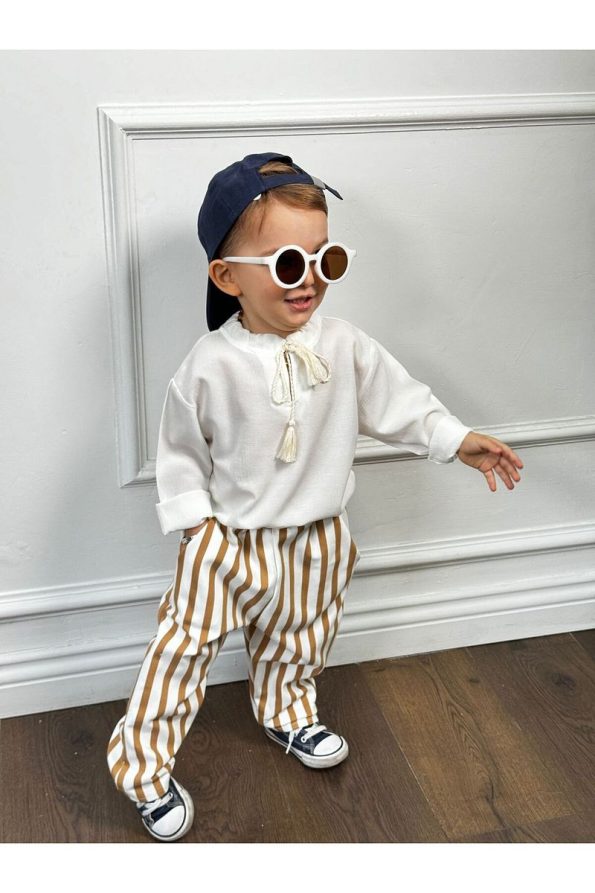 Bohemian Kids Baby Wear Brown Striped Top and Bottom Set