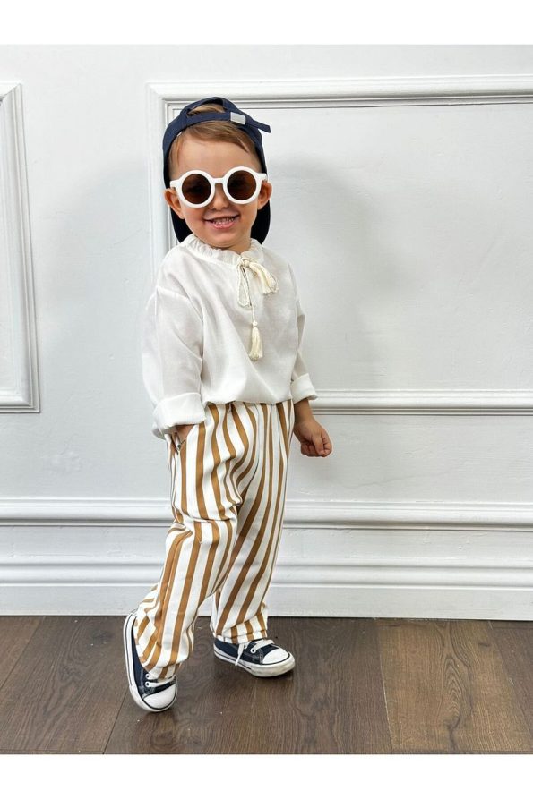 Bohemian Kids Baby Wear Brown Striped Top and Bottom Set