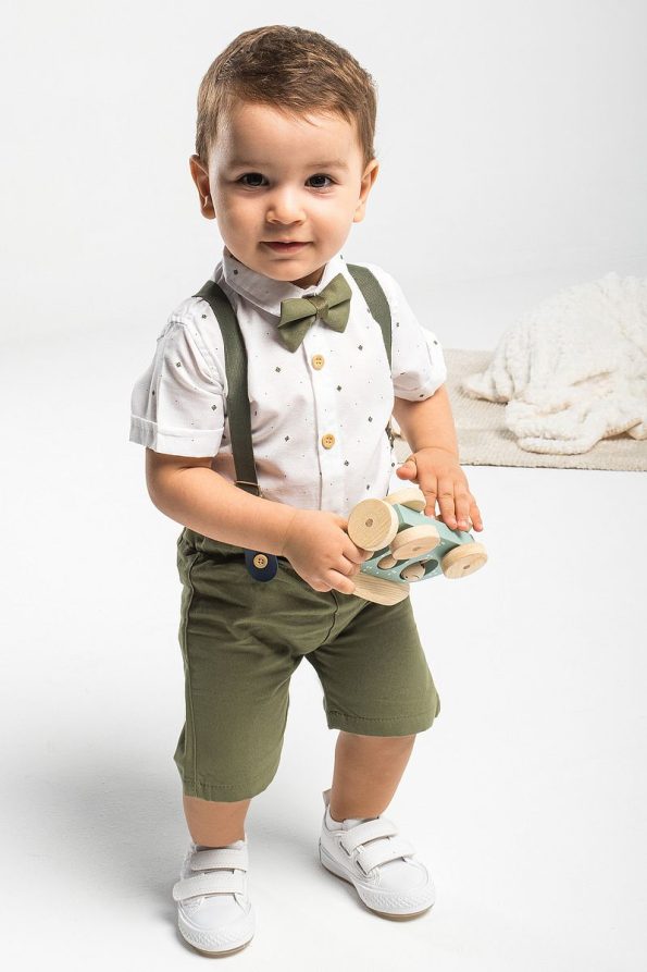 Mai Perla 4-Piece Summer Outfit for Boys with Shirt and Overalls