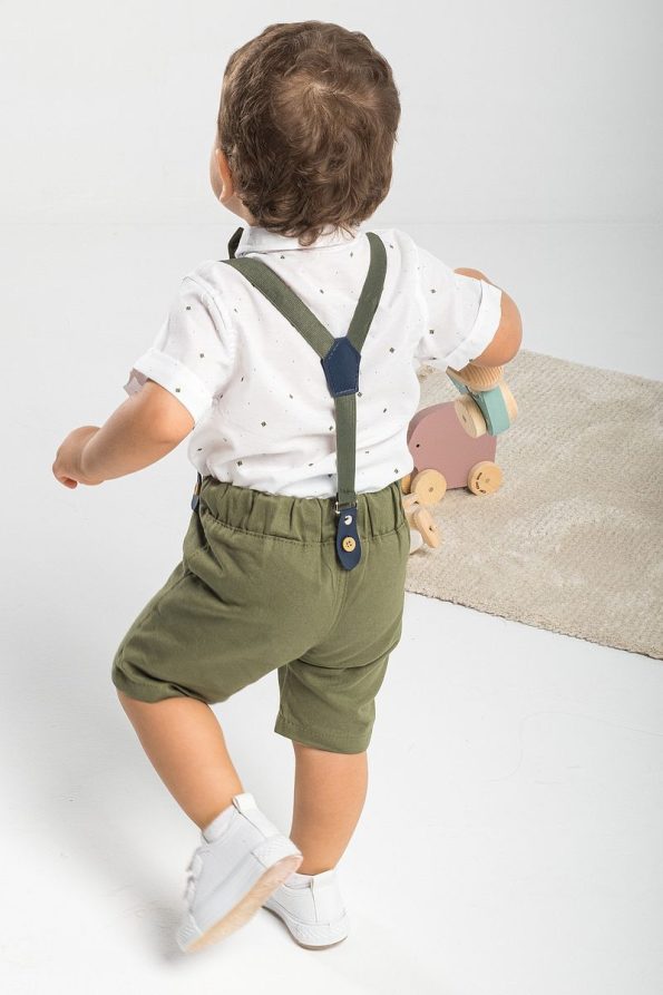 Mai Perla 4-Piece Summer Outfit for Boys with Shirt and Overalls