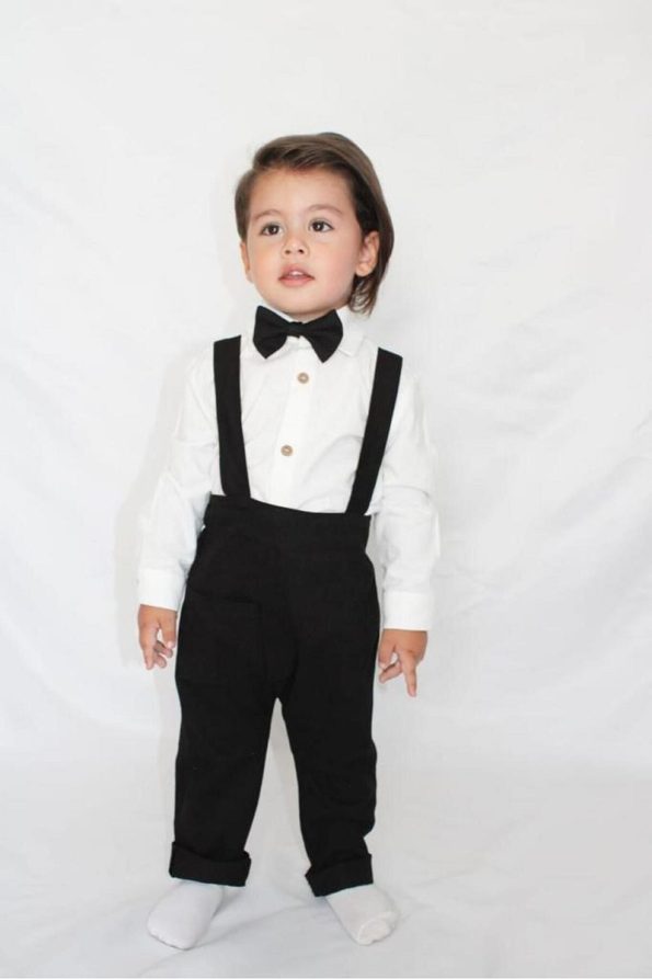 Z KIDS Black Long Boys Dungarees