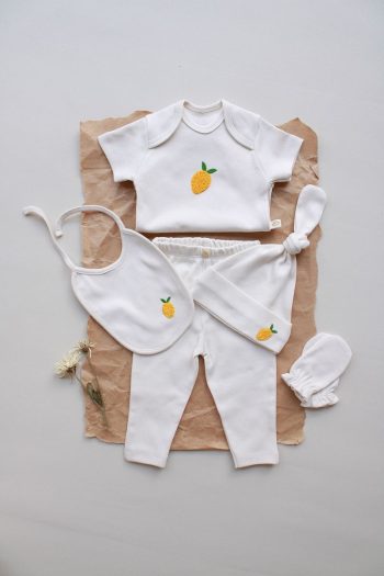 OhlalaKoala Lemon Embroidered 5-Piece Short Sleeve Newborn Set
