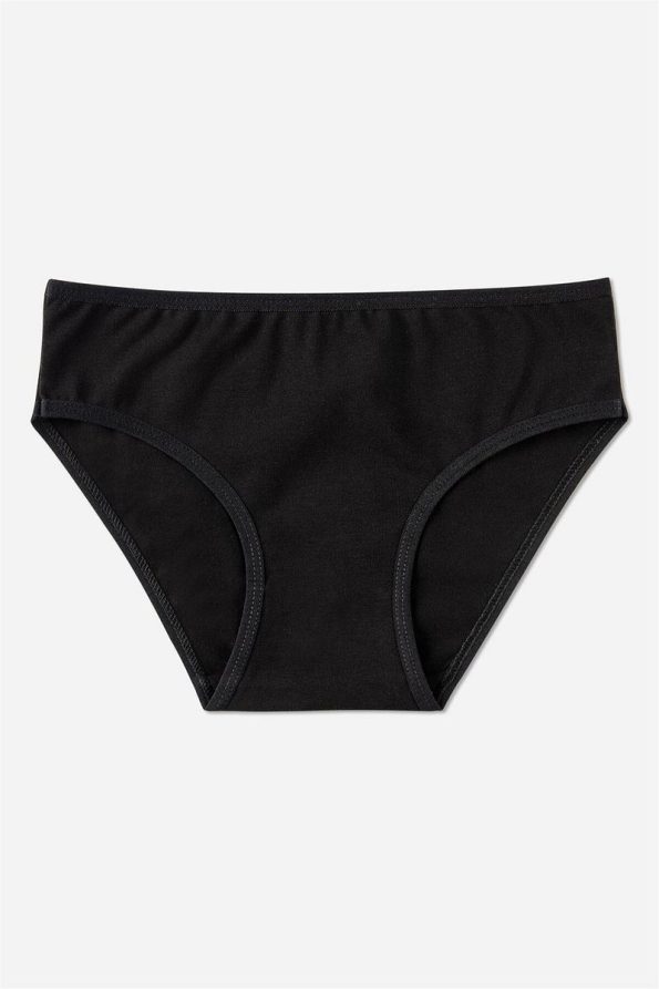 BAYKAR Girls Cotton Bikini Cut Basic Briefs 3-Pack Black
