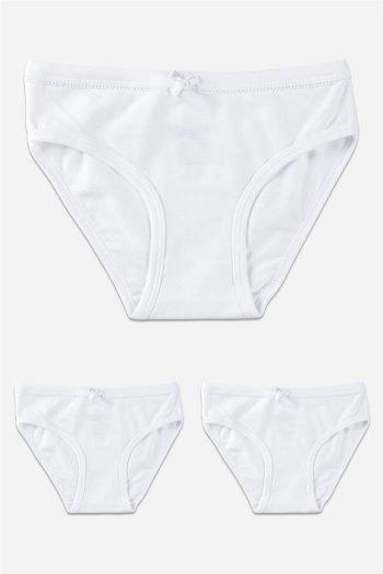 BAYKAR Girls' White Cotton Basic Briefs 3-Pack