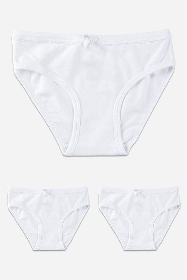 BAYKAR Girls' White Cotton Basic Briefs 3-Pack