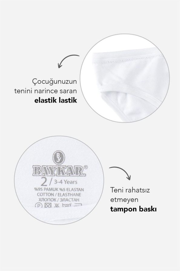 Baykar Girls' White Cotton Basic Panties 3-Pack