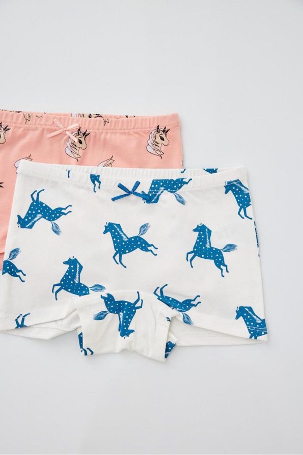 Katia & Bony 2-Pack Unicorn Girls' Boxer Briefs Cream/Pink