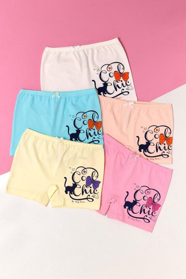 Katia & Bony Girls' 5-Pack Cat Print Boxers
