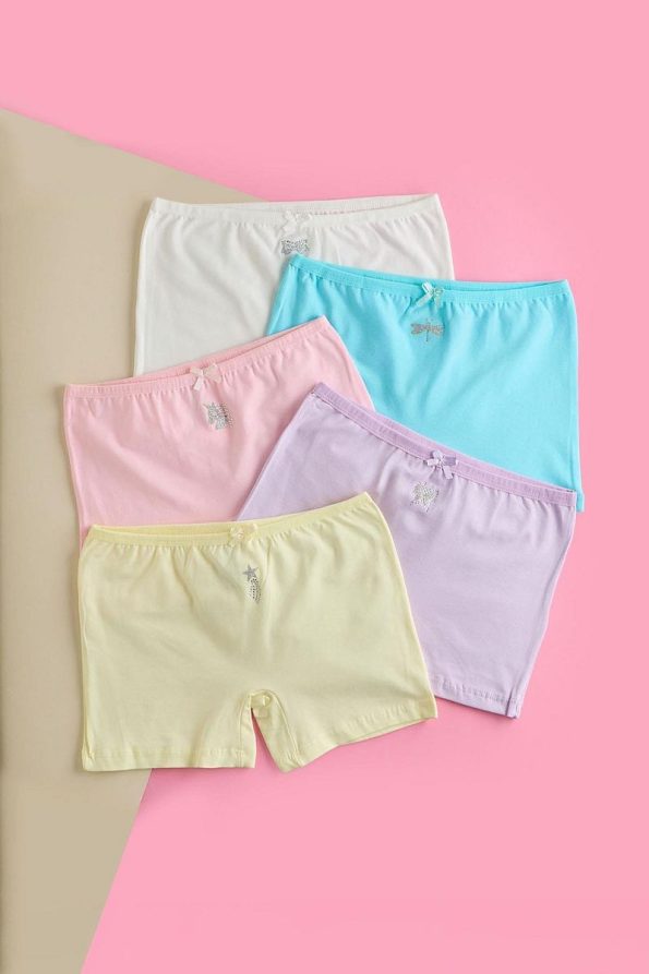 BONY SOCKS Girls' 5-Pack Colorful Bow Detailed Boxers