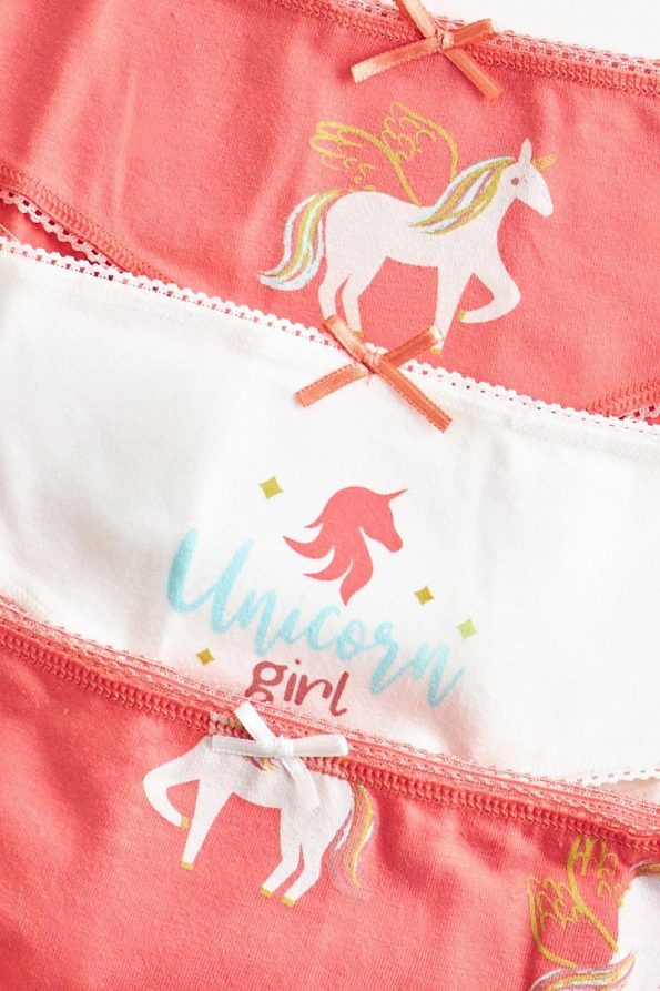 Katia & Bony Girls' Unicorn Briefs 3-Pack Cream/Pink