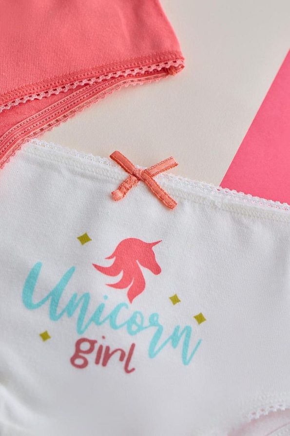 Katia & Bony Girls' Unicorn Briefs 3-Pack Cream/Pink