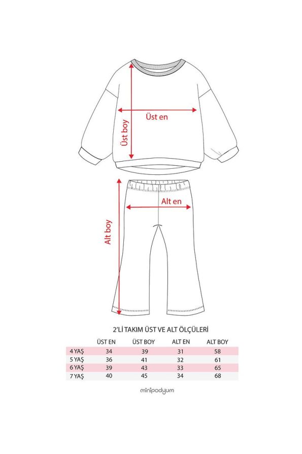 Minipodyum Girls' Embroidered Flared Leggings Set